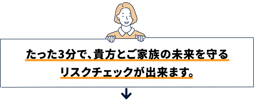 たった3分で、貴方とご家族の未来を守るリスクチェックが出来ます。