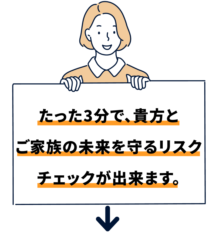 たった3分で、貴方とご家族の未来を守るリスクチェックが出来ます。